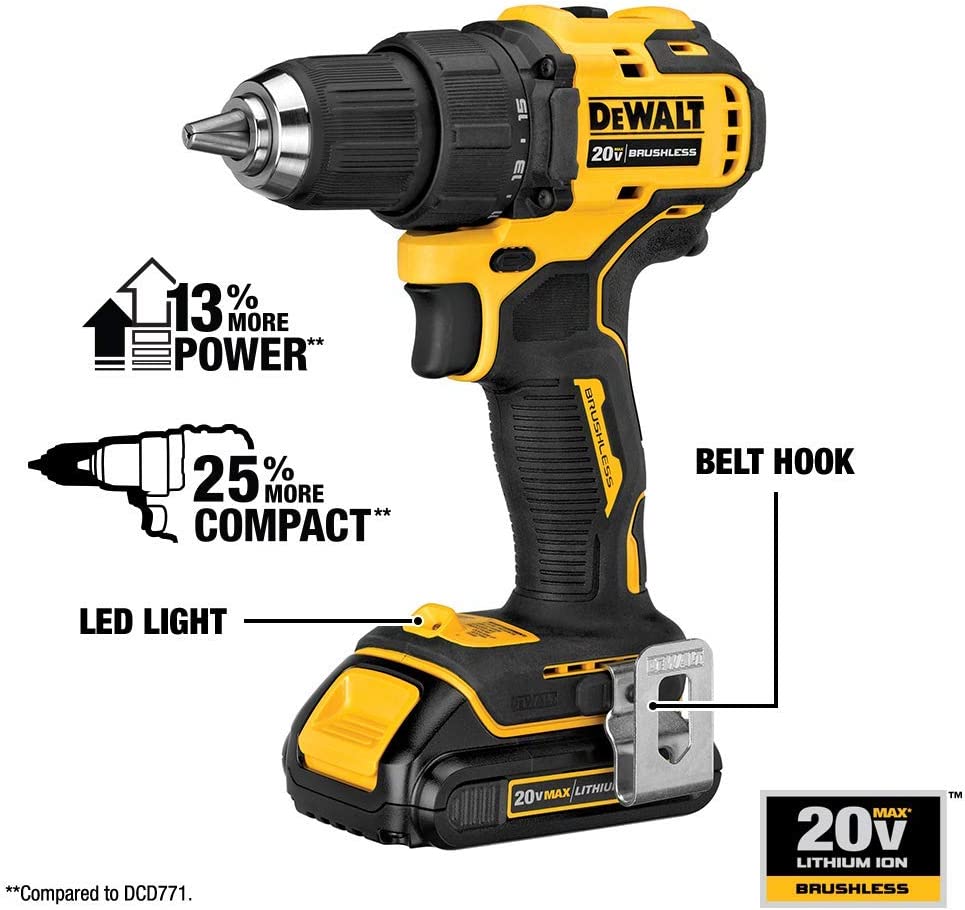 Dewalt DCD708B Atomic Compact Series 20V Max Brushless 1/2 In Drill/Drivers