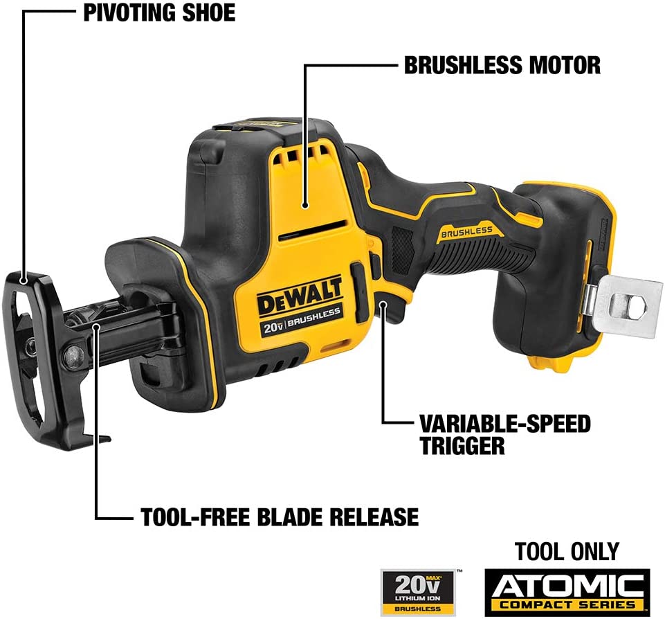 Dewalt DCS369B Atomic Compact Series 20V Max* Brushless One-Handed Cordless Reciprocating Saw (Bare Tool)