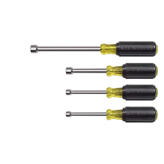 Klein Tools 633 Nut Driver Set 3-Inch Shafts, Cushion Grip, 4-Piece