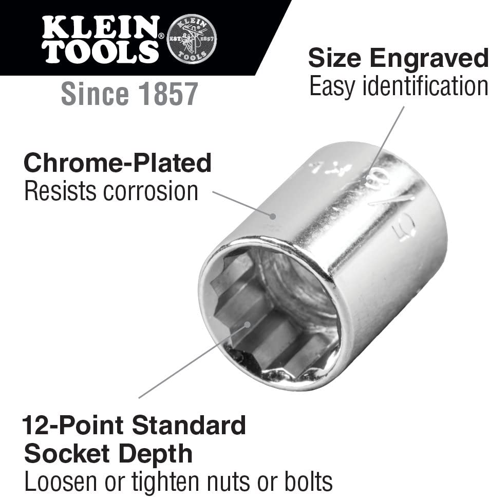 Klein Tools 65707 13/16-Inch Standard 12-Point Socket 3/8-Inch Drive