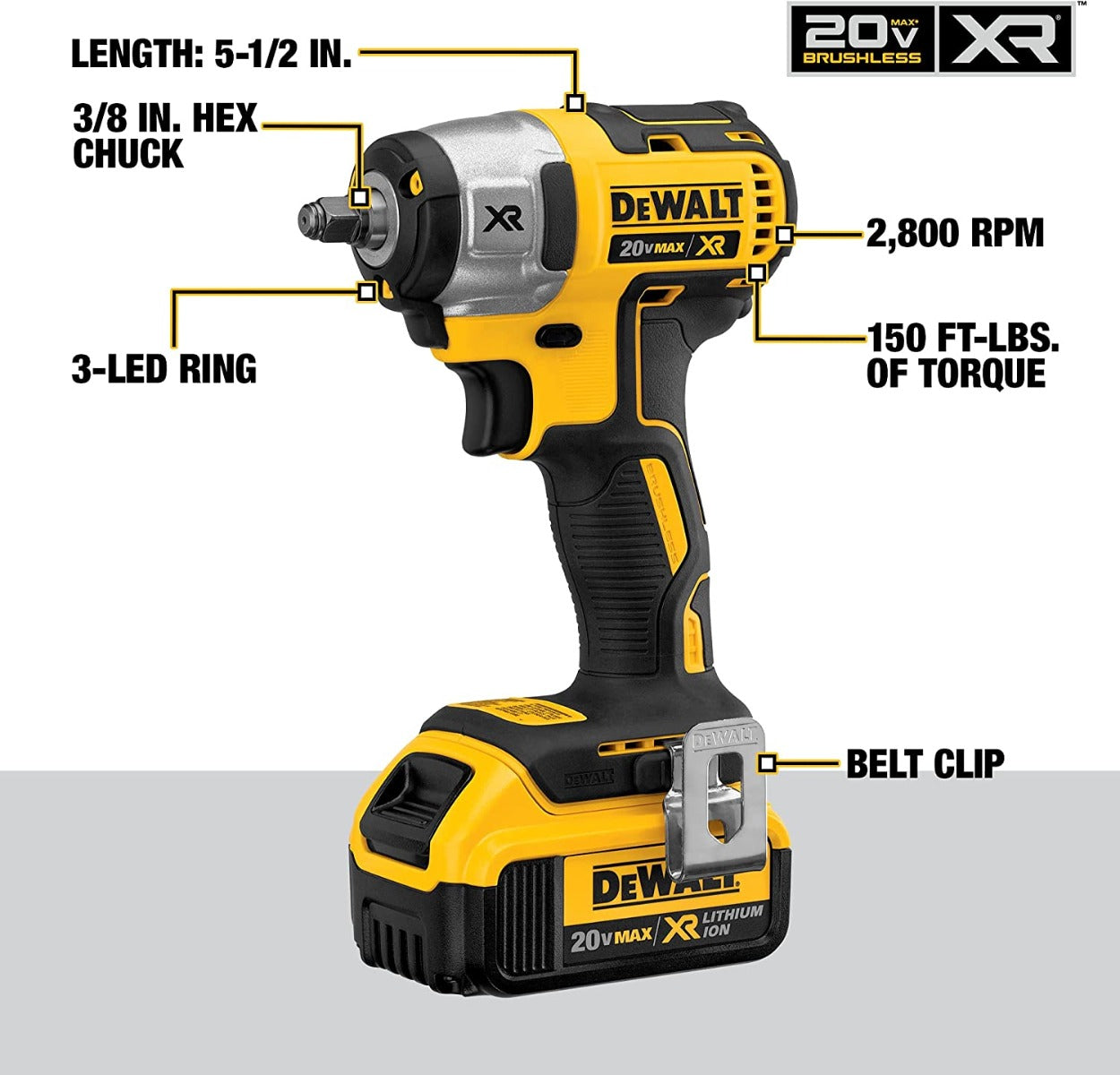 Dewalt DCF890M2 20V Max* Xr® Li-Ion Compact Cordless Impact Wrench Kits