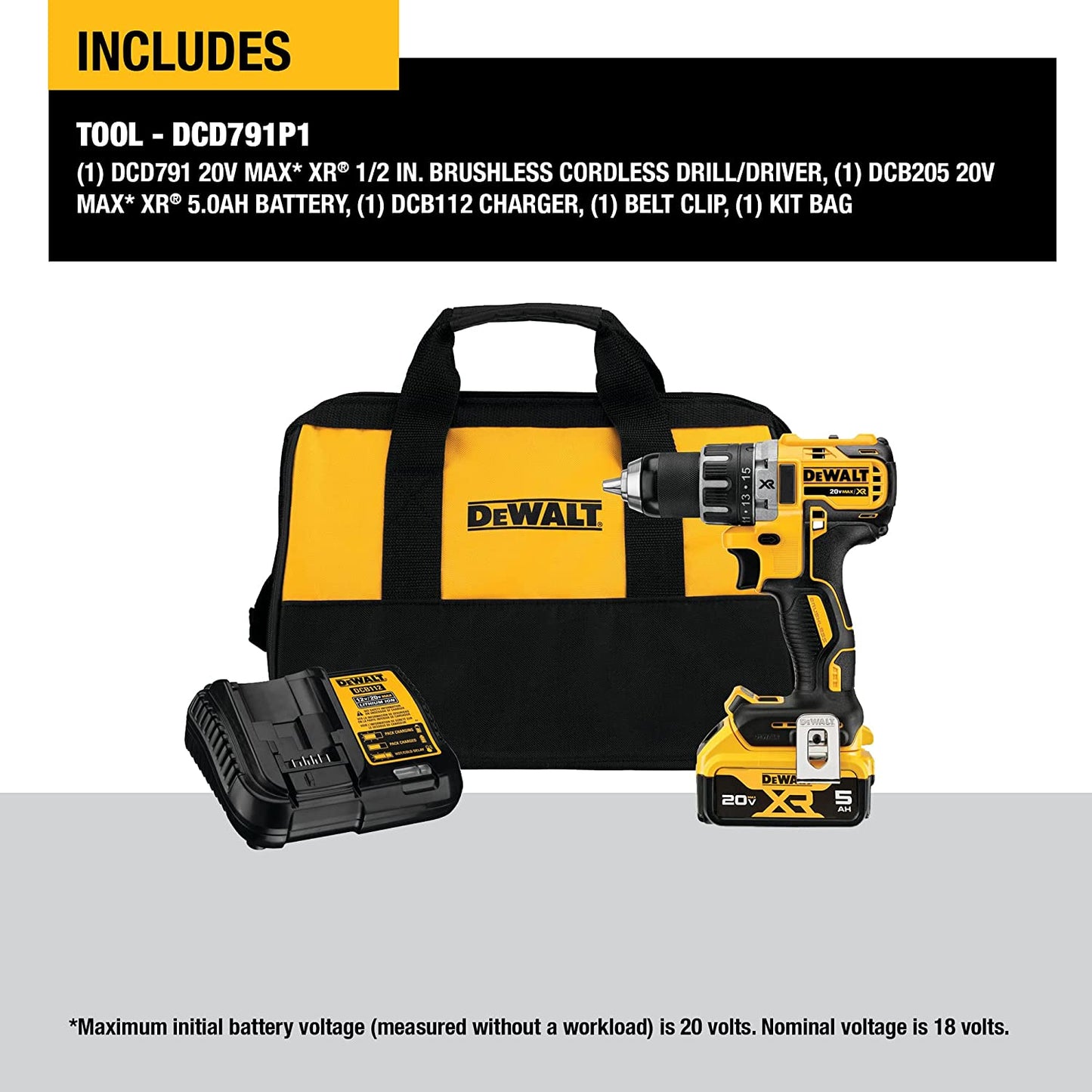 Dewalt DCD791P1 20V Max* Xr® Brushless 1/2 In Cordless Drill/Driver Kit