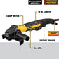 Dewalt DWE43840CN Brushless Small Angle Grinder, Rat Tail, With Kickback Brake, No Lock, Pipeline Cover