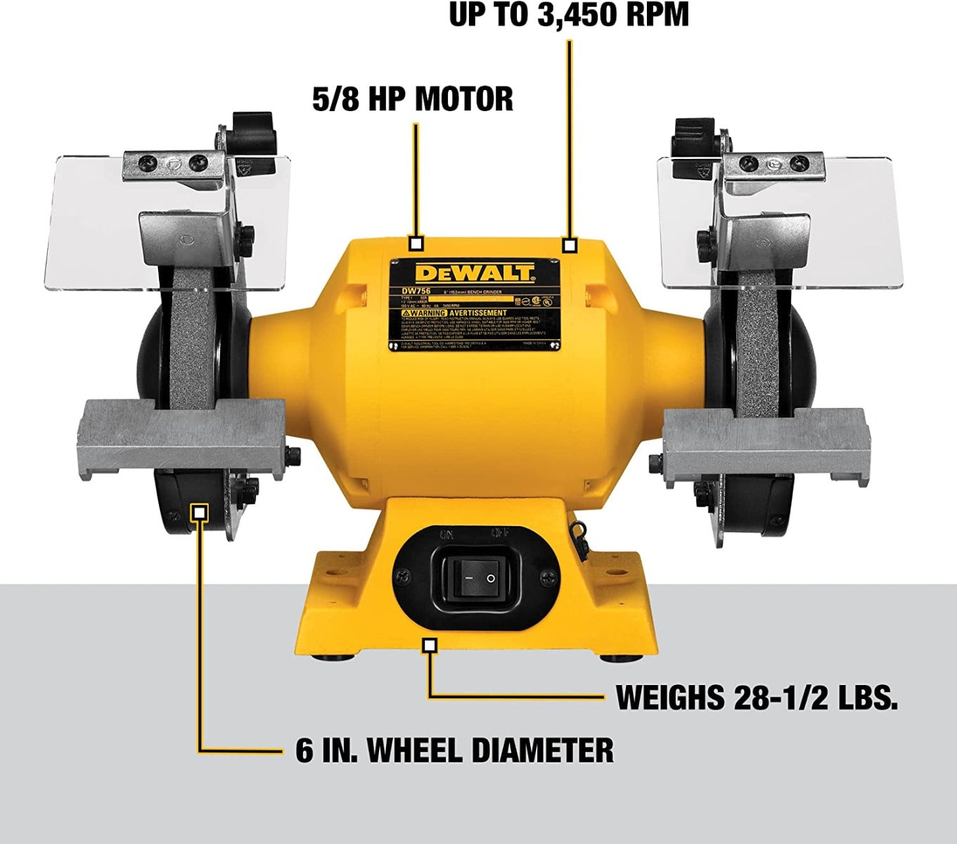 Dewalt DW756 6" 5/8Hp Bench Grinder