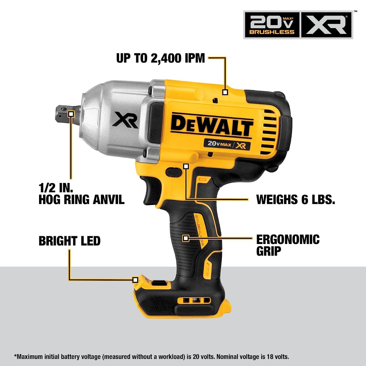 Dewalt DCF899B 20V Max* Xr® High Torque Cordless Impact Wrenches (Bare Tool)