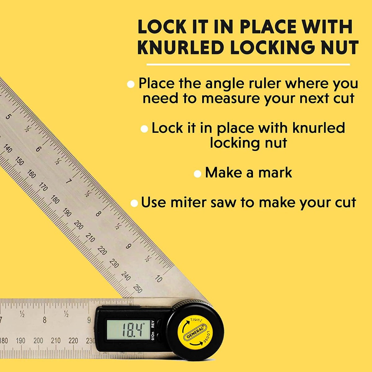 General Tools 823 Angle-Izer® Digital Angle Finder, 10 In.