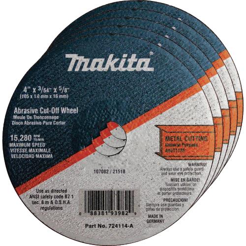 Makita 724114-A-25 4" x 5/8" x 3/64" Super Thin Cut‑off Wheel, Metal, 25/pk