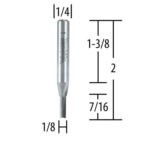 Makita 733003-1A Router Bit 1/8" Straight‑Single Flute, 1/4" SH, Solid Carbide