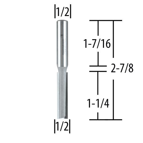 Makita 733005-6A 1/2" Straight, 2 Flute, C.T. Router Bit, 1/2" Shank, 1‑1/4" Cut