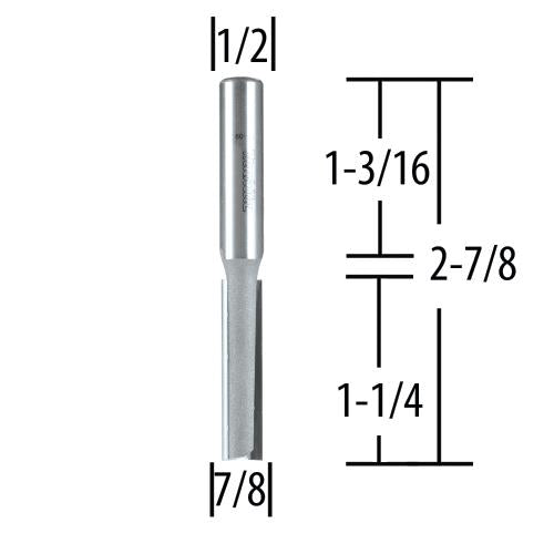 Makita 733006-6A 7/8" Straight, 2 Flute, C.T. Router Bit, 1/2" Shank, 1‑1/4" Cut