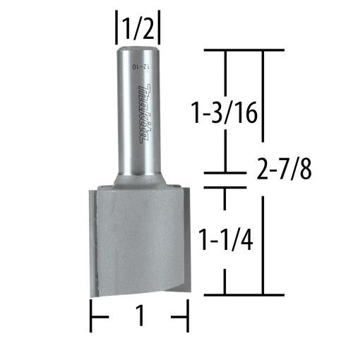 Makita 733006-8A 1" Straight, 2 Flute, C.T. Router Bit, 1/2" Shank, 1‑1/4" Cut