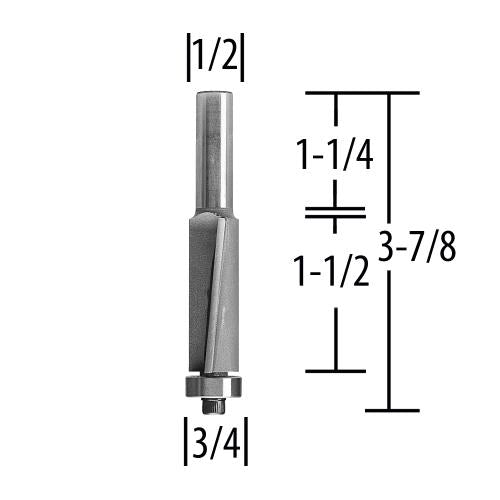 Makita 733326-A Router Bit, 3/4" Super Flush 1‑1/2" Cut, 1/2" SH, C.T.