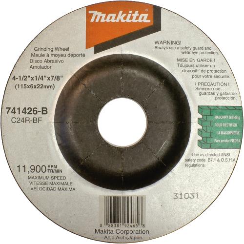 Makita 741426-B-25 4‑1/2" x 5/8" x 1/4" Grinding Wheel, 24 Grit, 25/pk