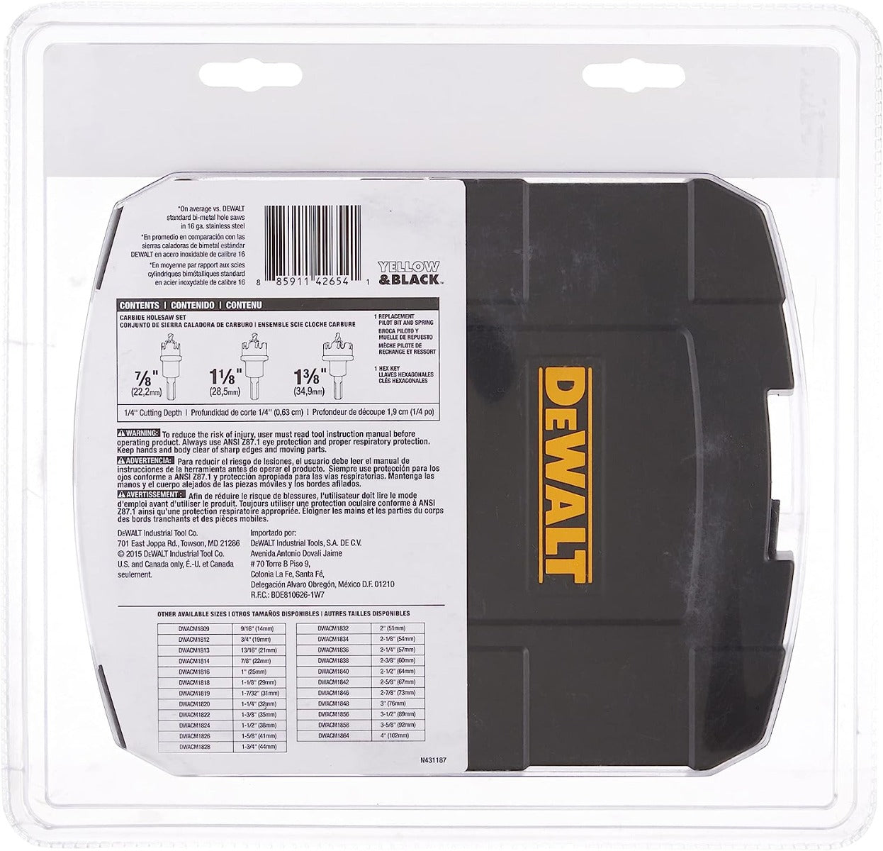 Dewalt DWACM1802 3 Pc. Metal Cut Carbide Holesaw Set