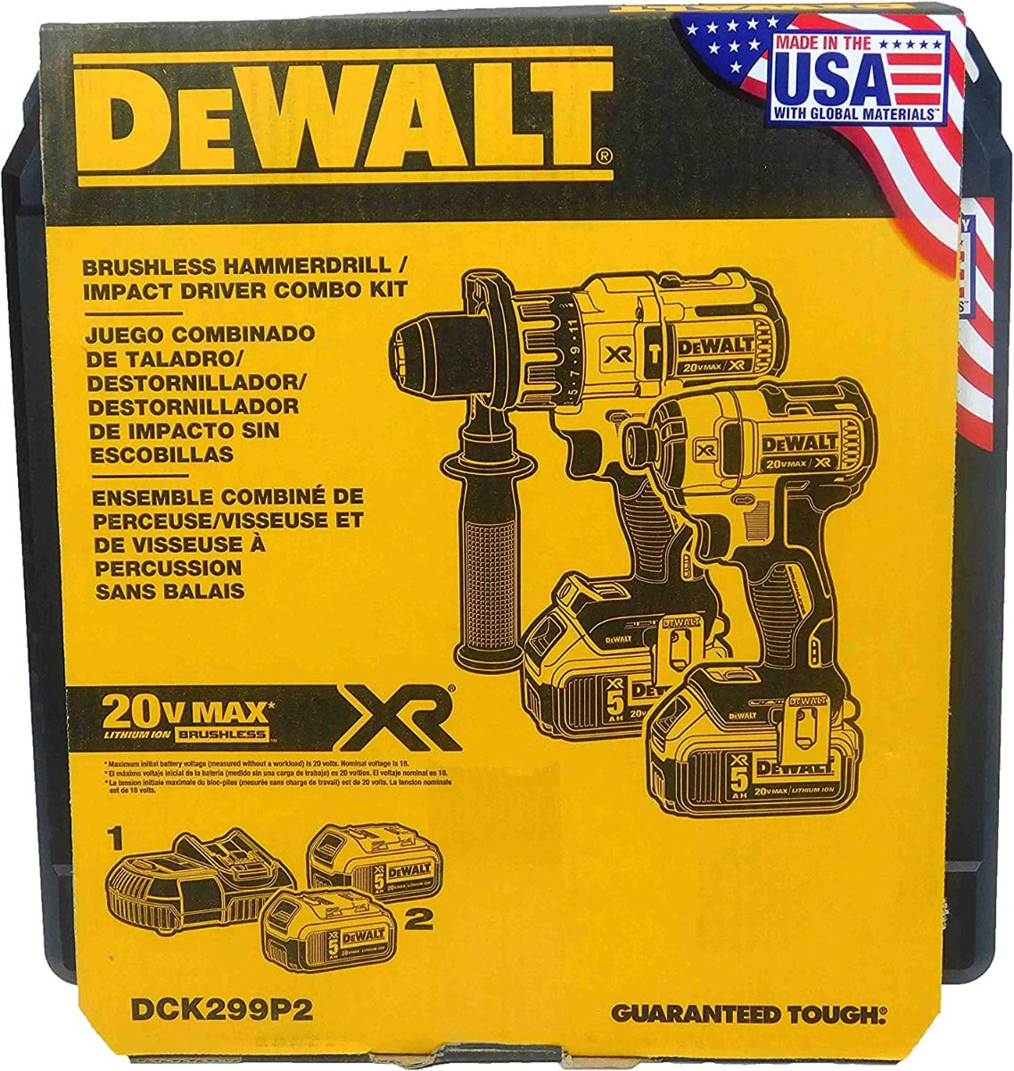 Dewalt DCK299P2 20V Max* Xr® Cordless Brushless Hammerdrill & Impact Driver 5.0 Ah Combo Kits