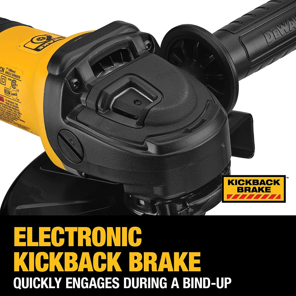 Dewalt DWE43840CN Brushless Small Angle Grinder, Rat Tail, With Kickback Brake, No Lock, Pipeline Cover