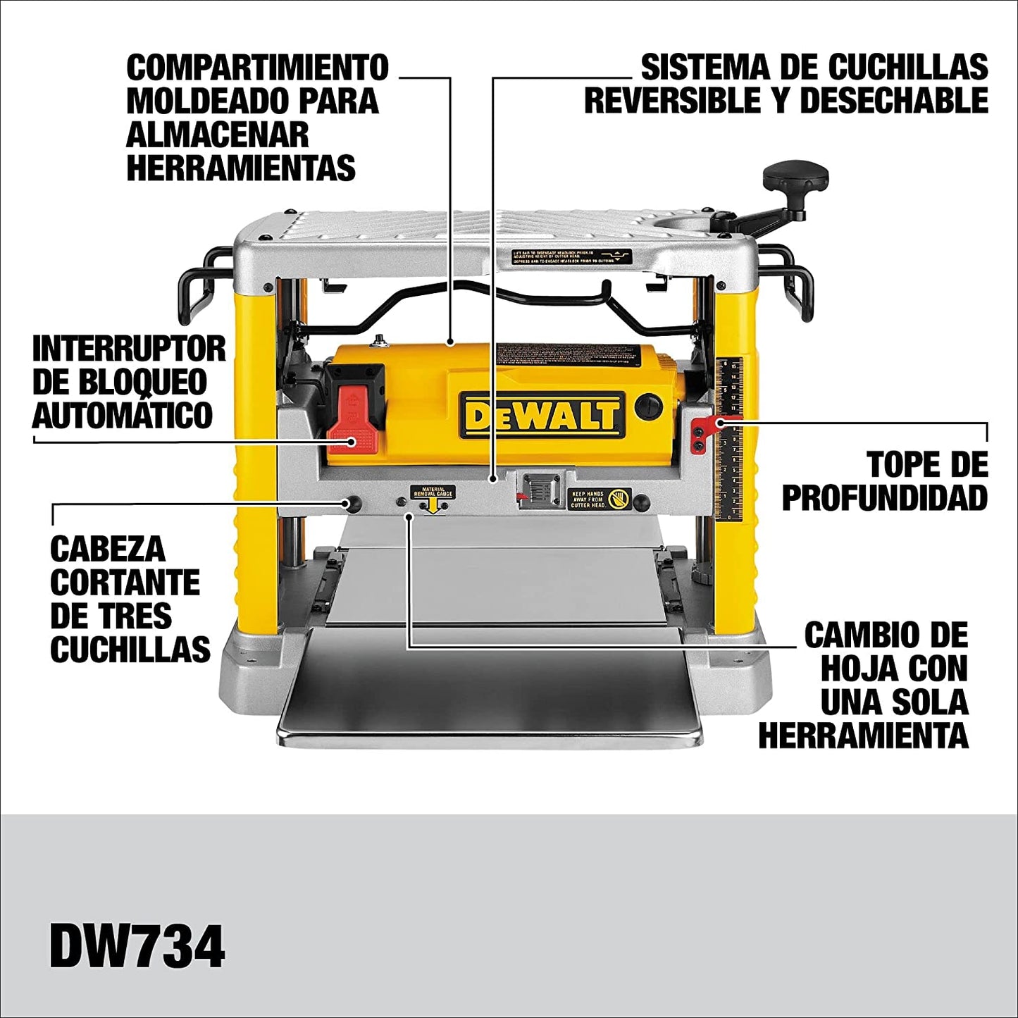 Dewalt DW734 Heavy Duty 12-1/2" Thickness Planer W/3 Knife Cu