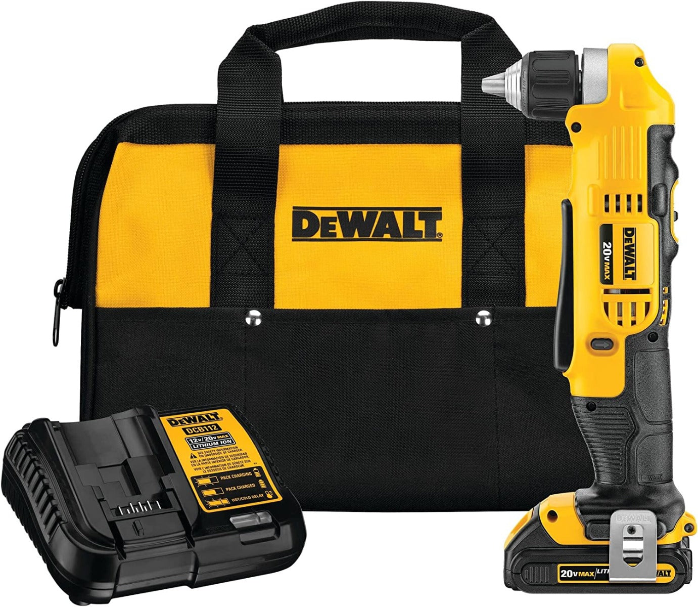 Dewalt DCD740C1 20V Max Li-Ion Compact Right Angle Drill Kit (1