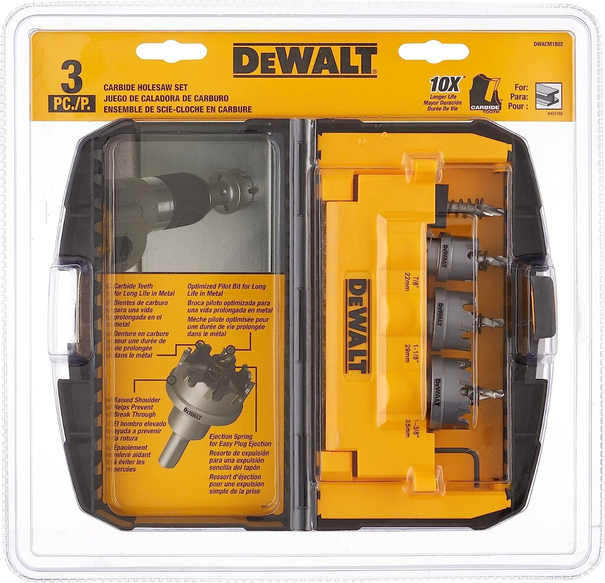 Dewalt DWACM1802 3 Pc. Metal Cut Carbide Holesaw Set