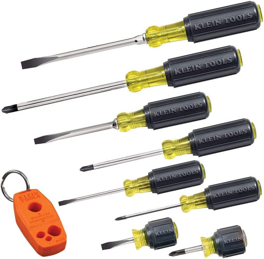 Klein Tools 85148 Screwdriver Set Plus Magnetizer, Cushion-Grip, 8-Piece