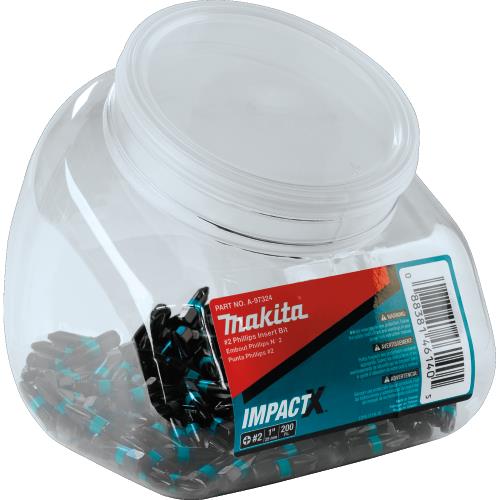 Makita A-97324 ImpactX™ #2 Phillips 1″ Insert Bit, 200/pk, Jar