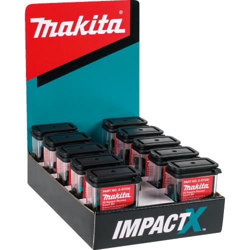 Makita A-97330-10 ImpactX™ #2 Square Recess 1″ Insert Bit, 10 x 25/pk, Display