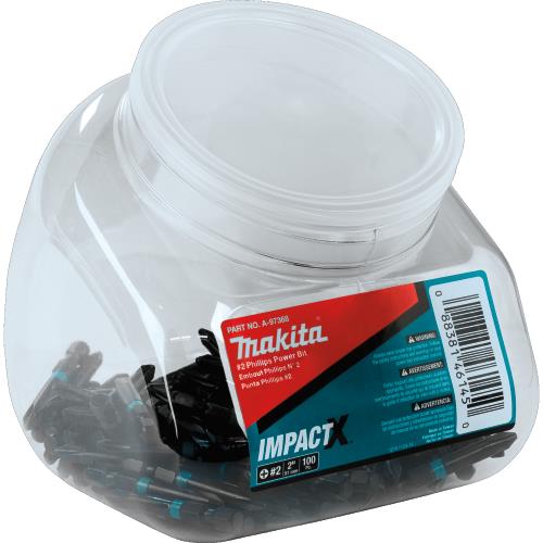 Makita A-97368 ImpactX™ #2 Phillips 2″ Power Bit, 100/pk, Jar
