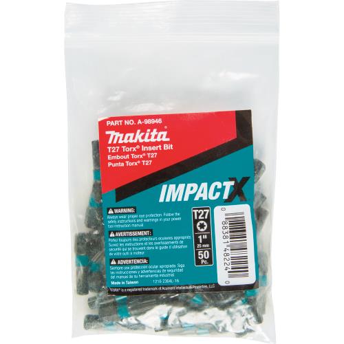 Makita A-98946 ImpactX™ T27 Torx® 1″ Insert Bit, 50/pk, Bulk
