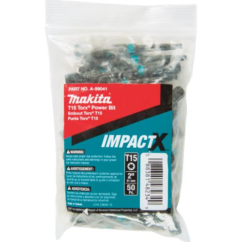 Makita A-99041 ImpactX™ T15 Torx® 2″ Power Bit, 50/pk, Bulk