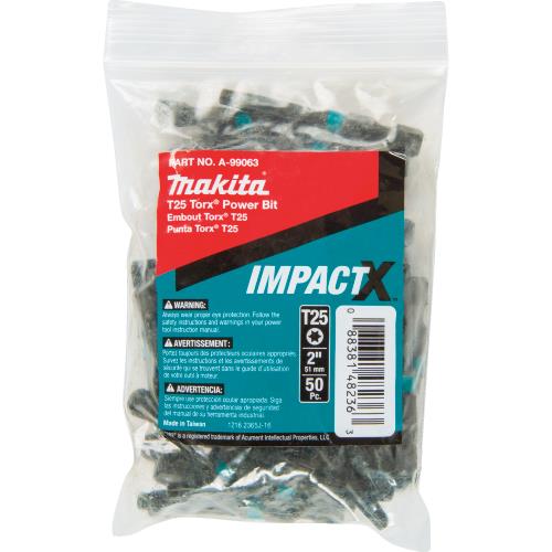 Makita A-99063 ImpactX™ T25 Torx® 2″ Power Bit, 50/pk, Bulk