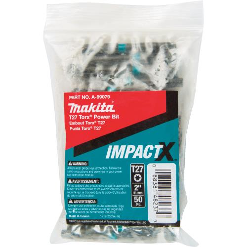 Makita A-99079 ImpactX™ T27 Torx® 2″ Power Bit, 50/pk, Bulk