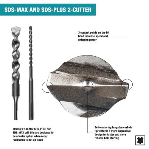 Makita B-60654 3/8" x 6" SDS‑PLUS Bit, 2‑Cutter