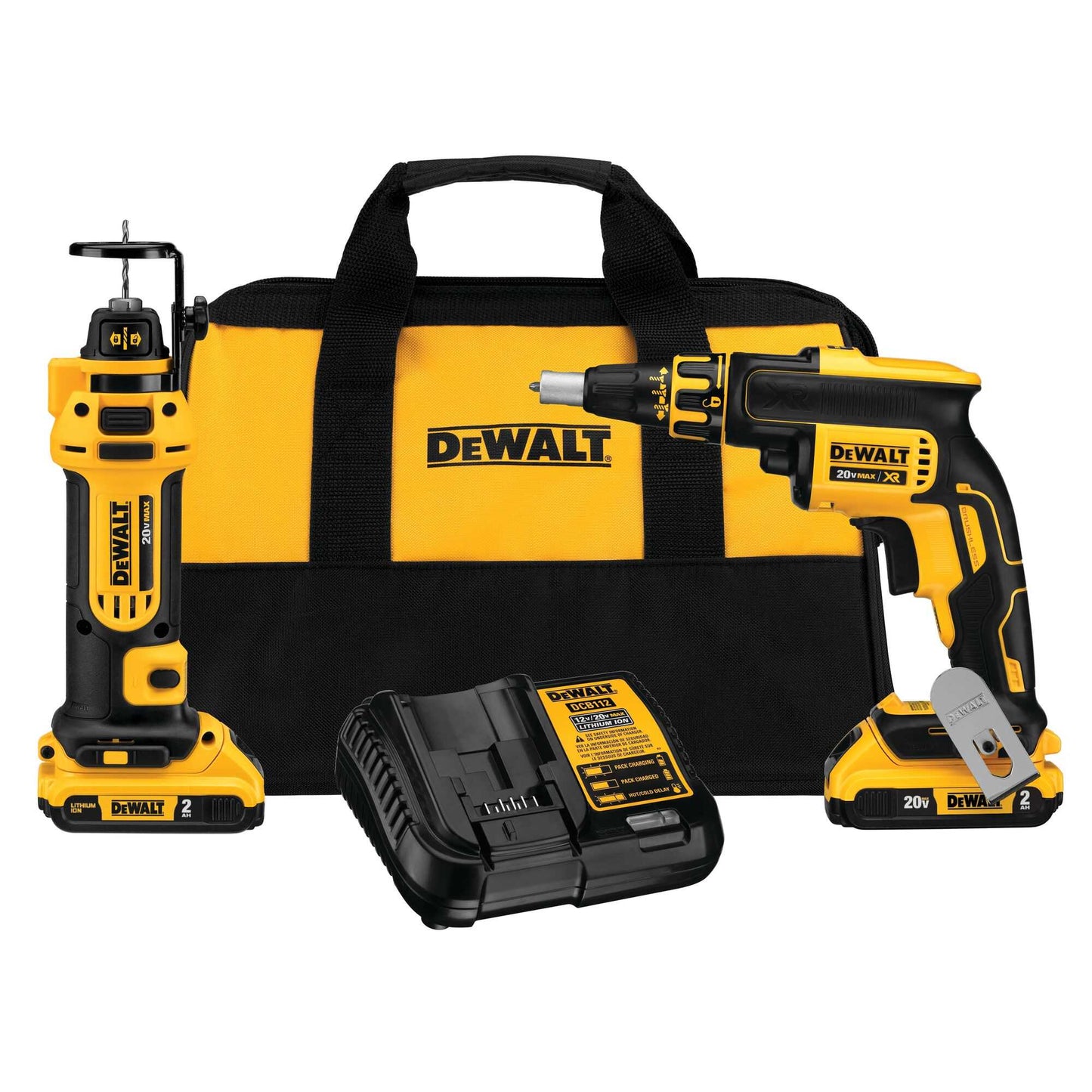 Dewalt DCK263D2 20V Max* Brushless Drywall Screwgun & Cut-Out Tool Combo Kit (2.0Ah)