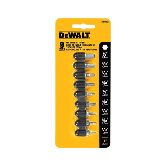 Dewalt DW2068 1" Hex Bit Set (9 Pc)