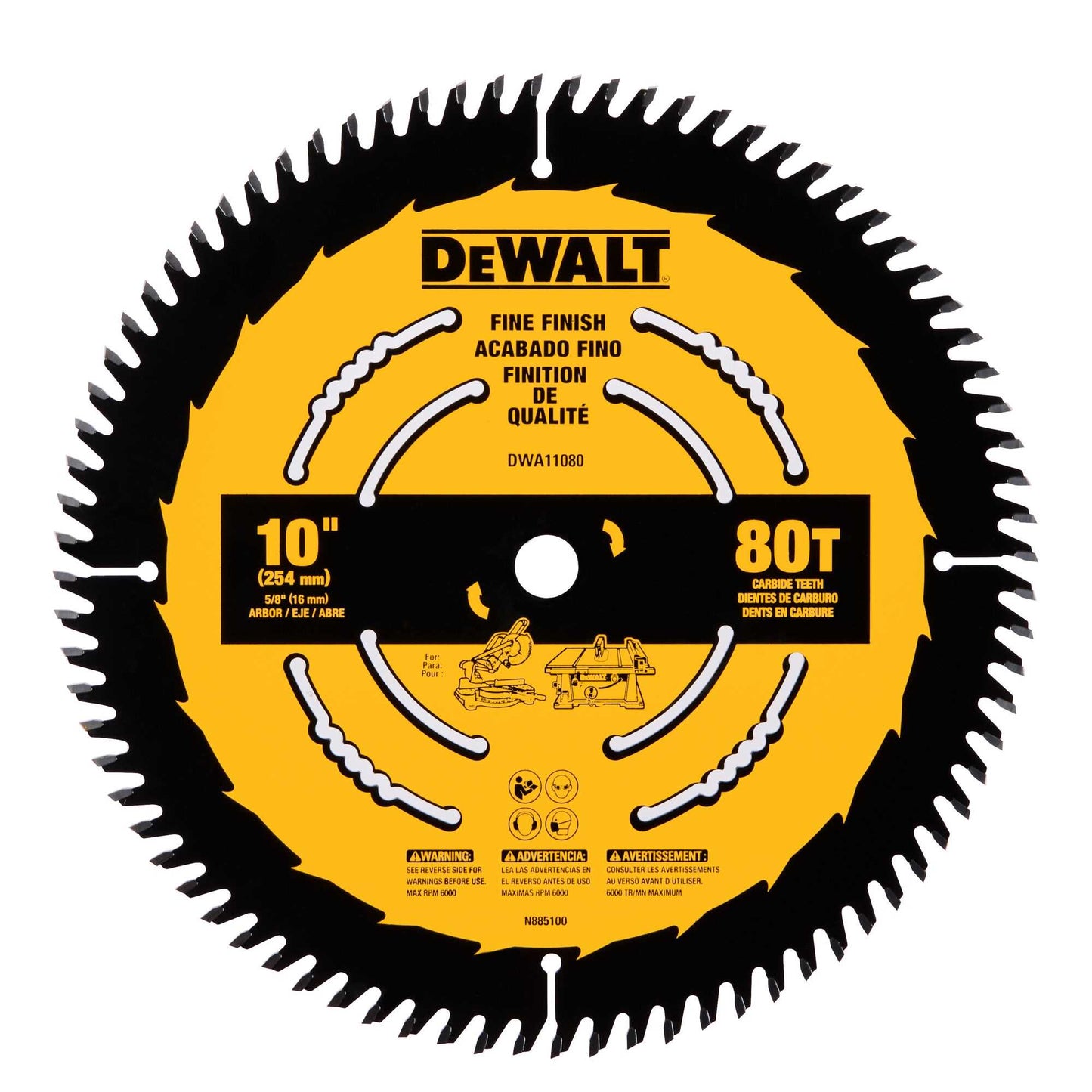 Dewalt DWA11080 10 In Fine Finish Saw Blade (80 Tooth)