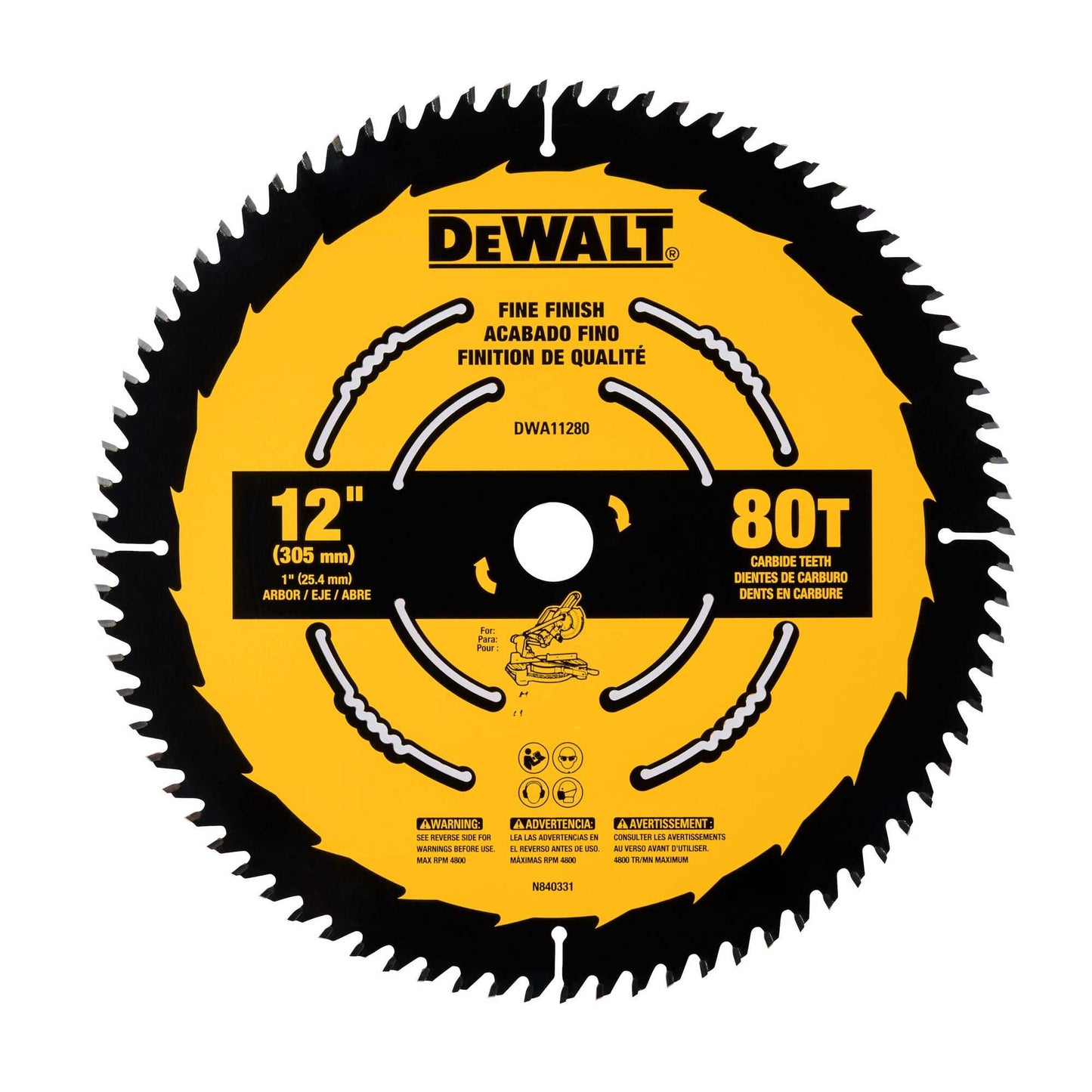 Dewalt DWA11280 12 In Fine Finish Saw Blade (80 Tooth)