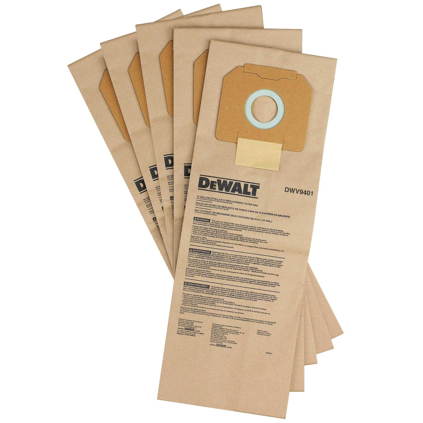 Dewalt DWV9401 Paper Bag For Dust Extractors (5 Pk)