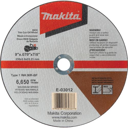 Makita E-03012 9" x .079" x 7/8" INOX Thin Cut‑Off Wheel, 36 Grit
