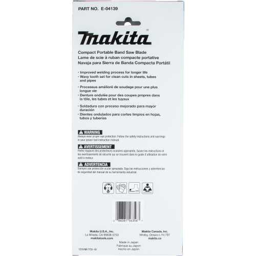 Makita E-04139 28‑3/4" 18 TPI Bi‑Metal Sub‑Compact Portable Band Saw Blade