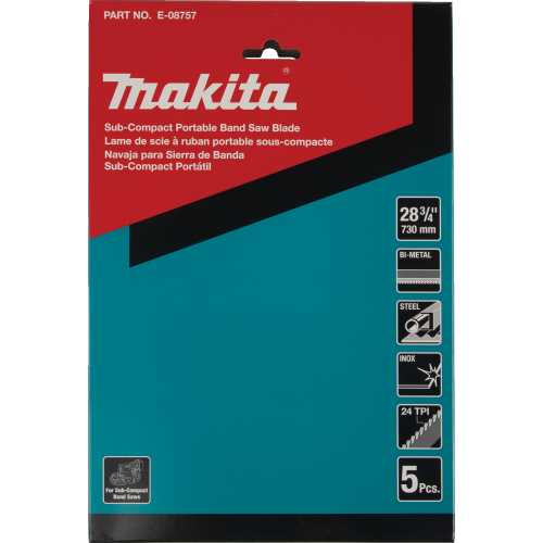 Makita E-08757 28‑3/4" 24 TPI Bi‑Metal Sub‑Compact Portable Band Saw Blade, 5/pk
