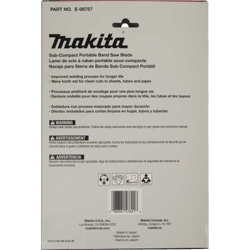 Makita E-08757 28‑3/4" 24 TPI Bi‑Metal Sub‑Compact Portable Band Saw Blade, 5/pk