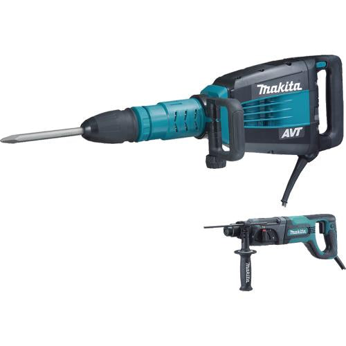 Makita HM1214CX 27 lb. SDS‑MAX AVT® Demolition Hammer, and 1" Rotary Hammer