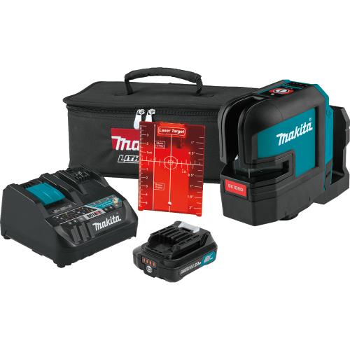 Makita SK105DNAX 12V max CXT® Lithium‑Ion Cordless Self‑Leveling Cross‑Line Red Beam Laser Kit (2.0Ah)