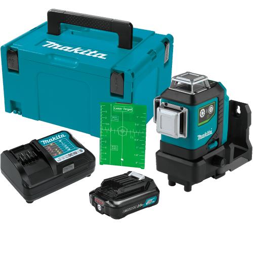 Makita SK700GDNAJ 12V max CXT® Lithium‑Ion Cordless Self‑Leveling 360° 3‑Plane Green Laser Kit (2.0Ah)