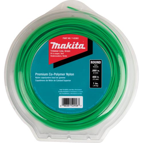 Makita T-03361 Round Trimmer Line, 0.080”, Green, 400’, 1 lbs.