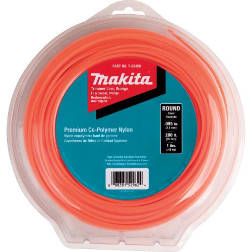 Makita T-03408 Round Trimmer Line, 0.095”, Orange, 280’, 1 lbs.