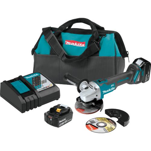 Makita XAG04T 18V LXT® Lithium‑Ion Brushless Cordless 4‑1/2” / 5" Cut‑Off/Angle Grinder Kit (5.0Ah)