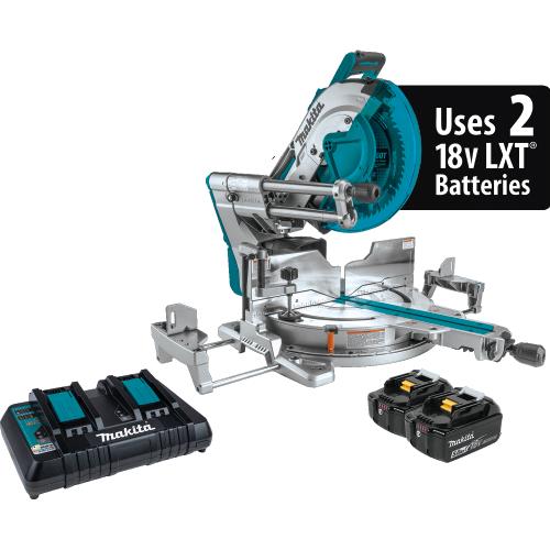 Makita XSL08PT 36V (18V X2) LXT® Brushless 12" Dual‑Bevel Sliding Compound Miter Saw Kit, AWS® Capable and Laser (5.0Ah)