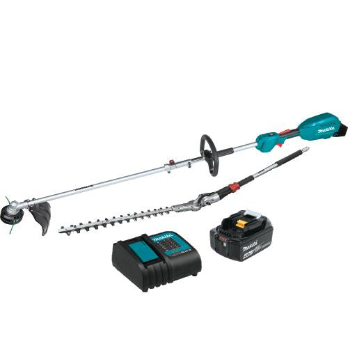 Makita XUX02SM1X2 18V LXT® Lithium‑Ion Brushless Cordless Couple Shaft Power Head Kit w/ 13" String Trimmer & 20" Hedge Trimmer Attachments (4.0Ah)