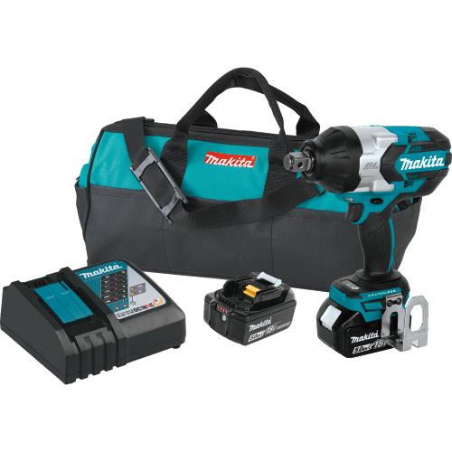 Makita XWT07T 18V LXT® Lithium‑Ion Brushless Cordless High‑Torque 3/4" Sq. Drive Impact Wrench Kit w/ Friction Ring Anvil (5.0Ah)